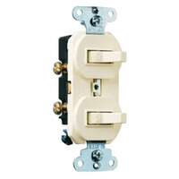 6 Pack - Light Almond 2 Single Pole Switches 15A - 120V - Grounded