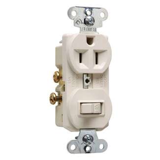 6 Pack - Light Almond Combination Switch And Outlet - 15A - 120V