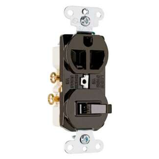 10 Pack - Brown Combination Switch And Outlet 15A - 125V