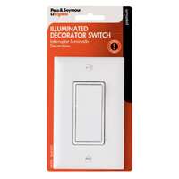 5 Pack - White Decorator Lighted Quiet Switch 15A - 120V - Grounded