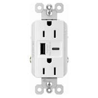 White Combination Ultra Fast Type A/C USB Charger Outlet