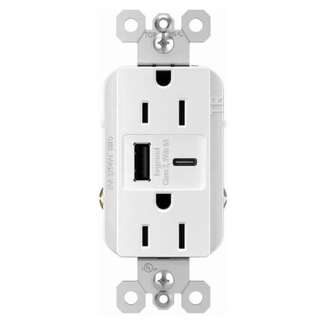 White Combination Ultra Fast Type A/C USB Charger Outlet