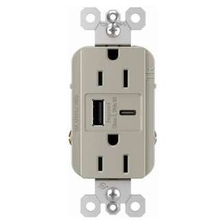 Nickel Combination Ultra Fast Type A/C USB Charger Outlet