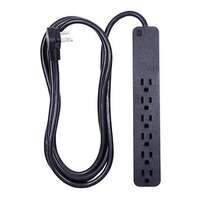 Black 6 Outlet Surge Protector 8&#39; Cord