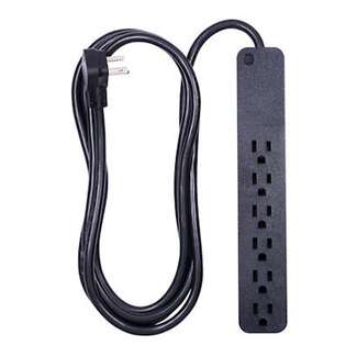 Black 6 Outlet Surge Protector 8&#39; Cord