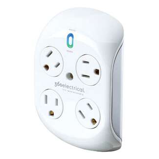 White 4 Rotating Outlets Surge Protector
