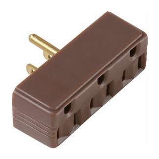 2 Pack - Brown Plug In Triple Outlet Adapter -15A - 125V