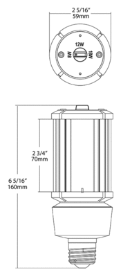 HIDFA-18S-E26-850-BYP Dimensions