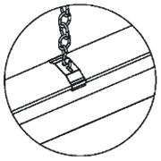 Suspension mounting with included clips and chain