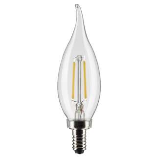 3 Watt - 200 Lumens 2700K - 90 CRI - Clear Wet Rated - Dimmable CA10 Filament LED Satco Lighting