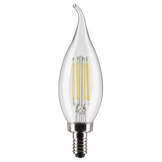 4 Watt - 350 Lumens 4000K - 90 CRI - Clear Wet Rated - Dimmable CA10 Filament LED Satco Lighting