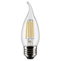 4 Watt - 350 Lumens 3000K - 90 CRI - Clear Wet Rated - Dimmable CA10 Filament LED Satco Lighting