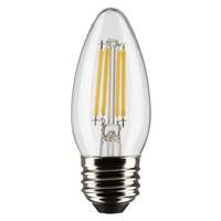 3PK - 4W - 350 Lumens 3000K - 90 CRI - Clear Wet Rated - Dimmable B11 Filament LED Satco Lighting