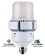 Wattage and Color Temperature Selection Switches on the Satco Hi-Pro A-Plus lamps