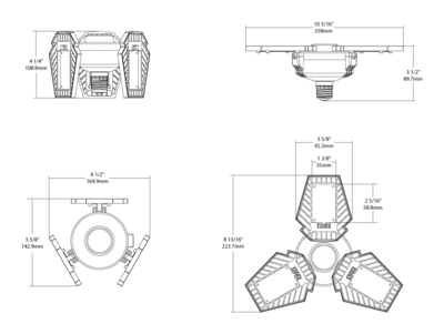 HID-65-V-E26-850-BYP-GL Dimensions