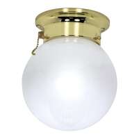 6&quot; - 1 Light - 60W Max Polished Brass Finish White Glass Pull Chain Switch Nuvo Lighting