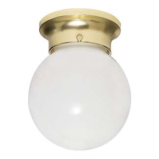 8&quot; - 1 Light - 60W Max Polished Brass Finish White Glass Nuvo Lighting