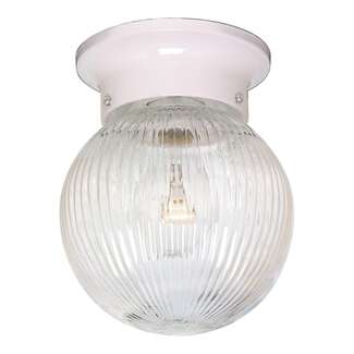6&quot; - 1 Light - 60W Max White Finish Clear Ribbed Glass Nuvo Lighting