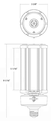 HIDFA-45S-E26-8CCT-BYP/5SP Dimensions