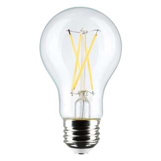 8 Watt - 800 Lumens 2700K - A19 Filament LED 90 CRI - Dimmable Clear Finish - 4 Pack Satco Lighting