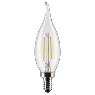 3 Watt - 200 Lumens 2700K - 90 CRI - Clear Wet Rated - Dimmable CA10 Filament LED - 2 Pack Satco Lighting