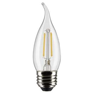 3 Watt - 250 Lumens 2700K - 90 CRI - Clear Wet Rated - Dimmable CA10 Filament LED - 2 Pack Satco Lighting