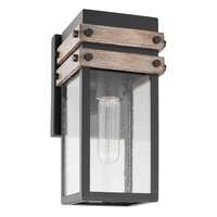 11" - 1 Light - 60W Max Matte Black and Wood Finish Clear Seeded Glass Nuvo Lighting