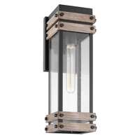 16" - 1 Light - 60W Max Matte Black and Wood Finish Clear Seeded Glass Nuvo Lighting
