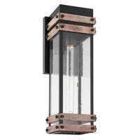 19" - 1 Light - 60W Max Matte Black and Wood Finish Clear Seeded Glass Nuvo Lighting
