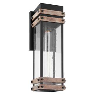 19" - 1 Light - 60W Max Matte Black and Wood Finish Clear Seeded Glass Nuvo Lighting