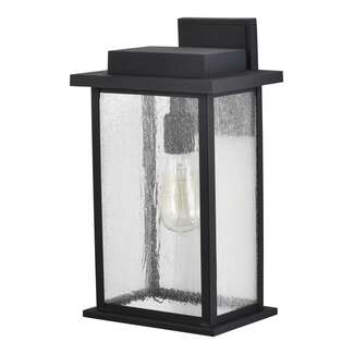 16" - 1 Light - 100W Max Matte Black Finish Clear Seeded Glass Nuvo Lighting