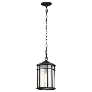 Raiden Collection Outdoor 14.5 inch Hanging Light; Matte Black Finish with Clear Seedy Glass