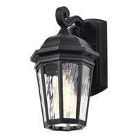 12" - 1 Light - 100W Max Matte Black Finish Clear Water Glass Nuvo Lighting