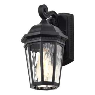 12" - 1 Light - 100W Max Matte Black Finish Clear Water Glass Nuvo Lighting