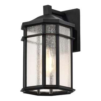 14" - 1 Light - 100W Max Matte Black Finish Clear Seeded Glass Nuvo Lighting