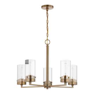 24&quot; - 5 Light - 60W Max Burnished Brass Finish Clear Glass Nuvo Lighting