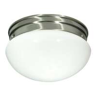 9.5&quot; - 2 Light - 60W Max Brushed Nickel Finish White Glass Nuvo Lighting