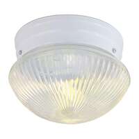 7.5&quot; - 1 Light - 60W Max White Finish Clear Ribbed Glass Nuvo Lighting
