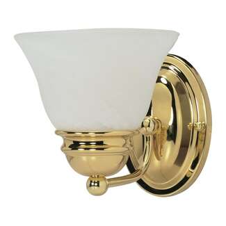 7" - 1 Light - 100W Max Polished Brass Finish Alabaster Glass Bell Shades Nuvo Lighting