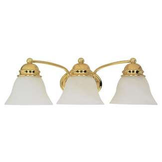 21&quot; - 3 Light - 100W Max Polished Brass Finish Alabaster Glass Bell Shades Nuvo Lighting