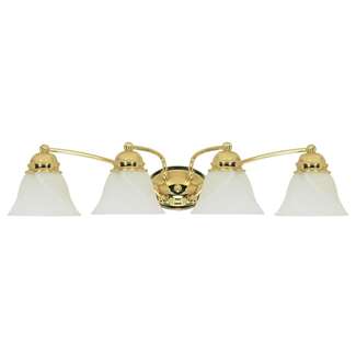 29&quot; - 4 Light - 100W Max Polished Brass Finish Alabaster Glass Bell Shades Nuvo Lighting