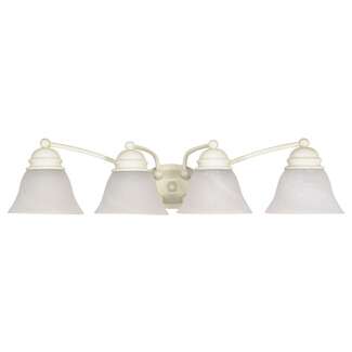 29" - 4 Light - 100W Max Textured White Finish Alabaster Glass Bell Shades Nuvo Lighting