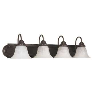 30&quot; - 4 Light - 100W Max Old Bronze Finish Alabaster Glass Nuvo Lighting