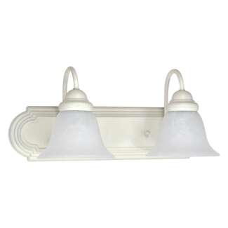 18&quot; - 2 Light - 100W Max Textured White Finish Alabaster Glass Nuvo Lighting