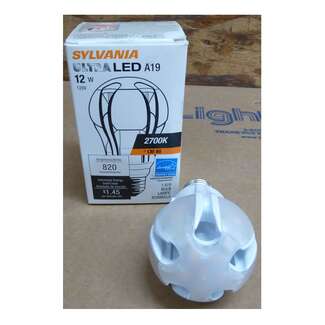 12 Watt - 820 Lumens 2700K - A19 LED Dimmable Damp Rated Sylvania