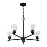 25&quot; - 5 Light - 60W Max Matte Black Finish Clear Seeded Glass Nuvo Lighting