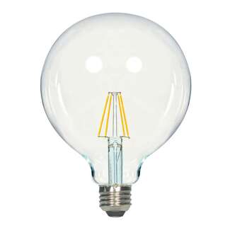 7 Watt - 810 Lumens 2700K - 80 CRI Dimmable - Damp Rated G40 LED Filament Clear Finish Satco Lighting