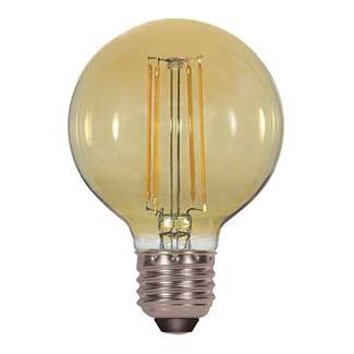 4.5 Watt - 380 Lumens 2000K - 80 CRI Dimmable - Damp Rated G25 LED Filament Amber Finish Satco Lighting