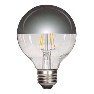 4.5 Watt - 450 Lumens 2700K - 80 CRI Dimmable - Wet Rated G25 LED Filament Silver Crown Finish Satco Lighting