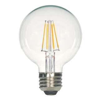 7 Watt - 800 Lumens 3000K - 80 CRI - Clear Dimmable - Damp Rated G25 LED Filament Clear Finish Satco Lighting